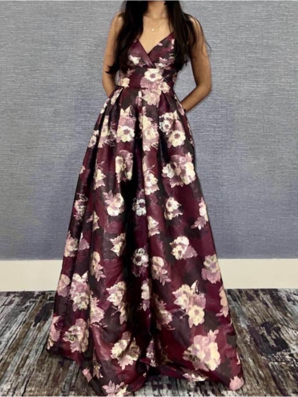 Hutch Merlot Floral Gown - Picture 2 of 7